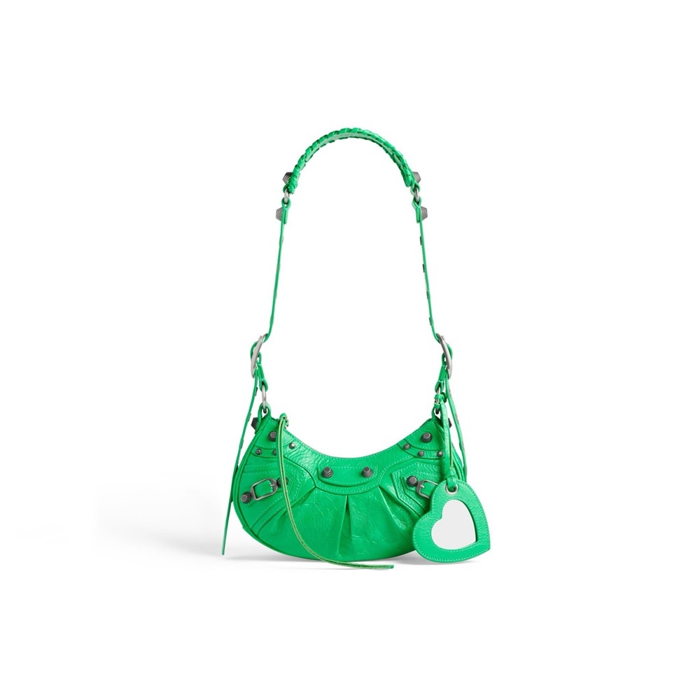 BALENCIAGA WOMEN'S LE CAGOLE XS SHOULDER BAG IN GREEN